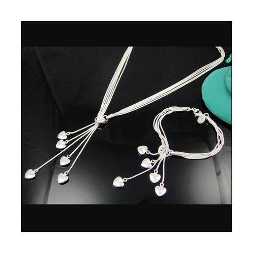 Stunning silver 5-string heart lariat at low low price!! BARGAIN!! (In Stock & Ready to Ship)